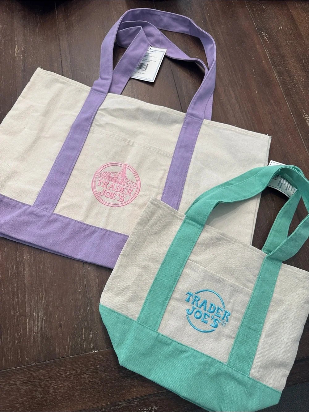 Canvas Tote Bag - Purple & Mint Accent